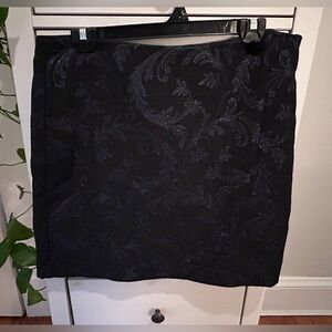 LOFT NWT women’s faux-wrap jacquard skirt dark blue shimmery holiday, 10